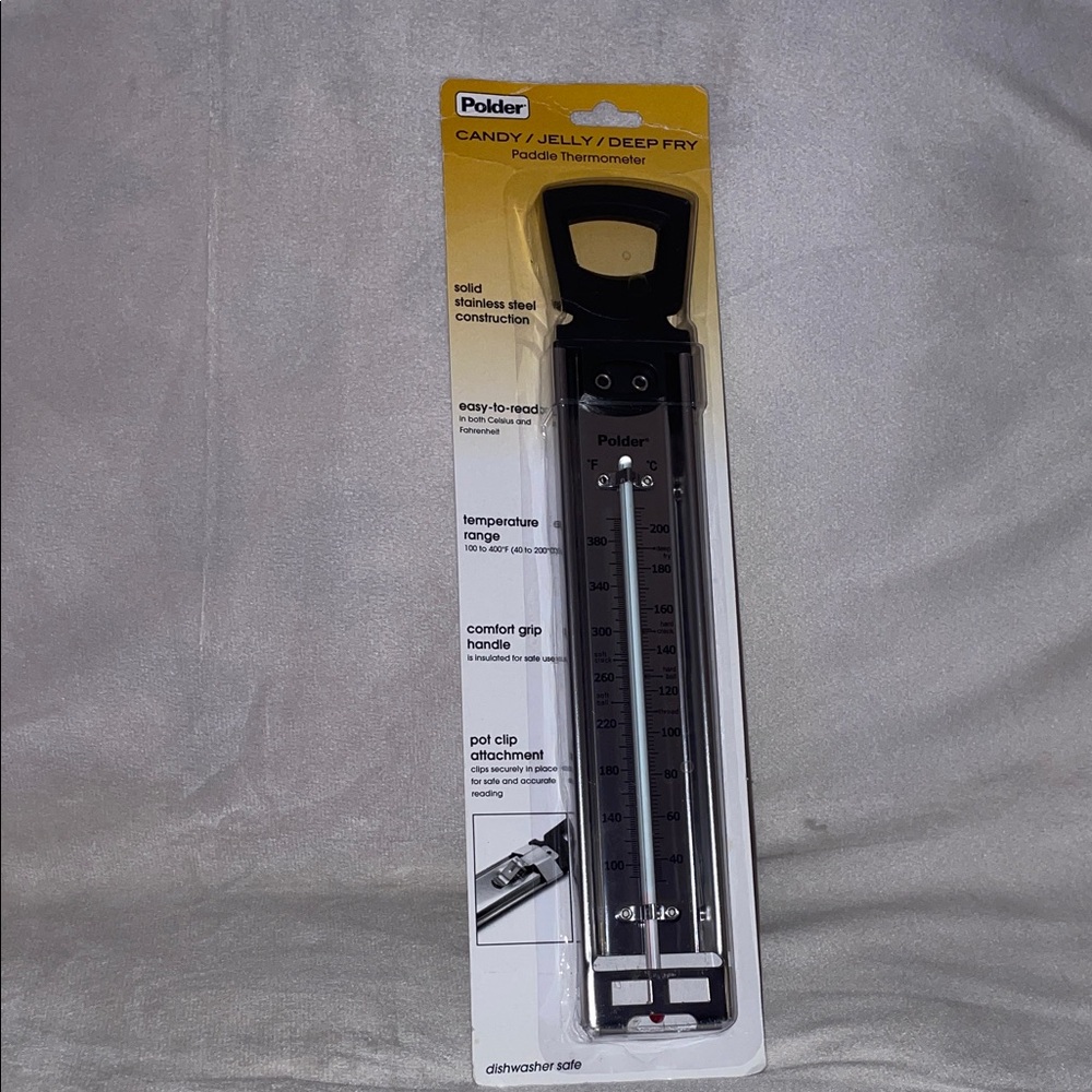 NIB Polder Stainless Steel Cooking Thermometer with Black Handle